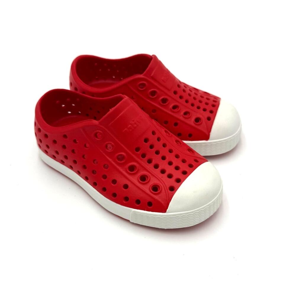 Native Jefferson Child Shoes - Torch Red/Shell White - c6 (toddler 6)